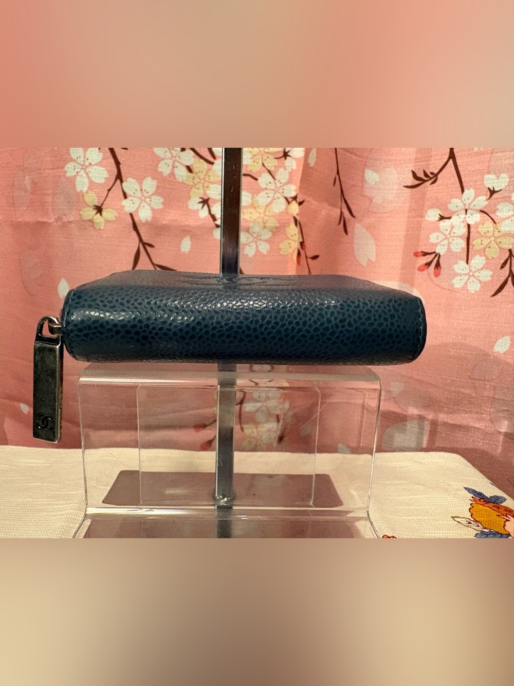CHANEL Teal Caviar Leather Zip Wallet - Picture 8 of 9